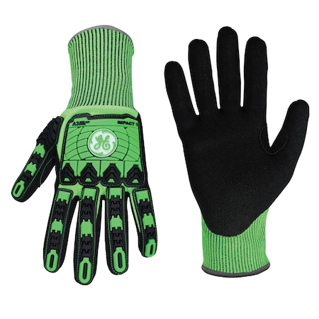 Ge Coated Gloves, Nitrile, Green, L 1 PR GG240LC